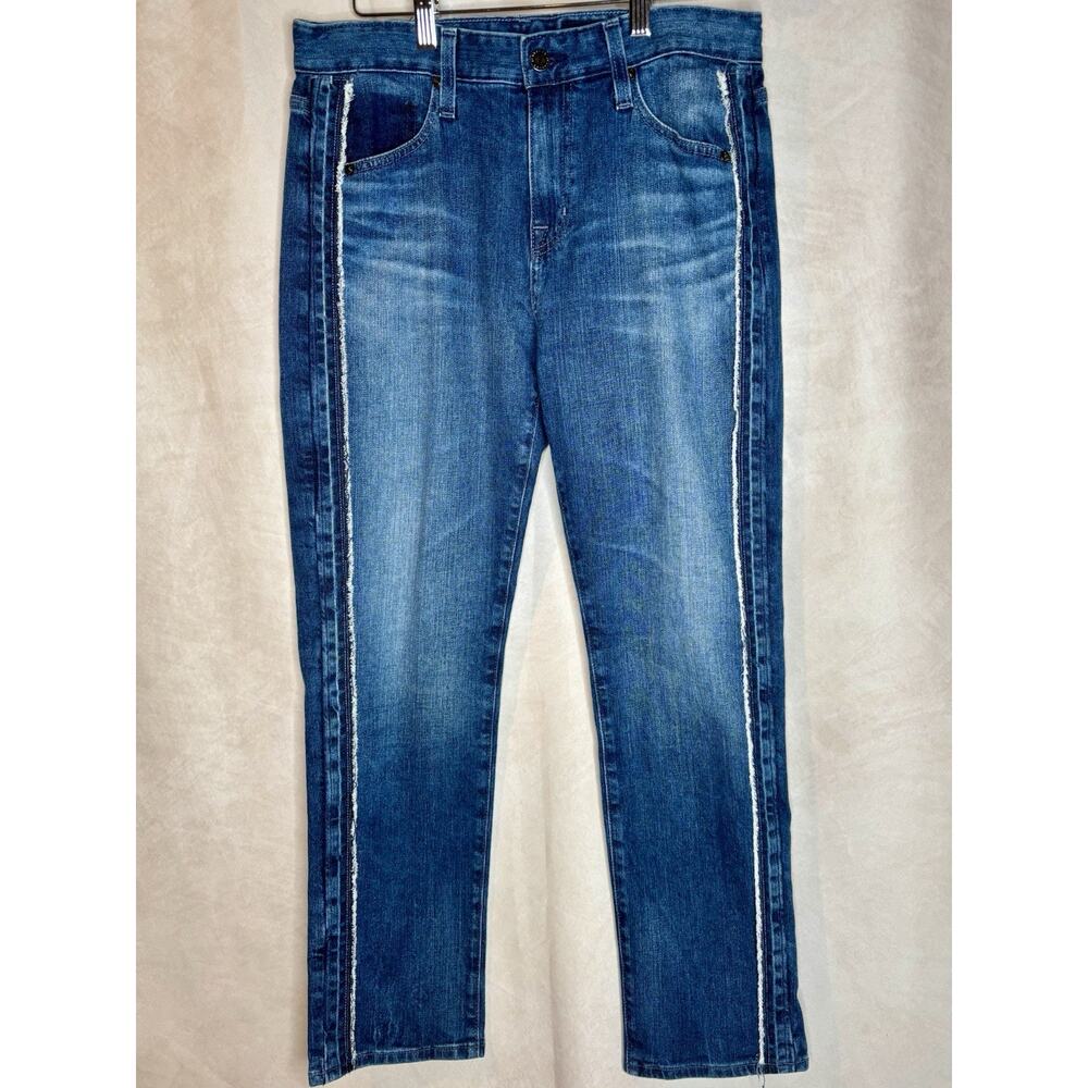 AG Ex-Boyfriend Slouchy Slim Jeans 27 Raw Side Stripe Made Japan Denim